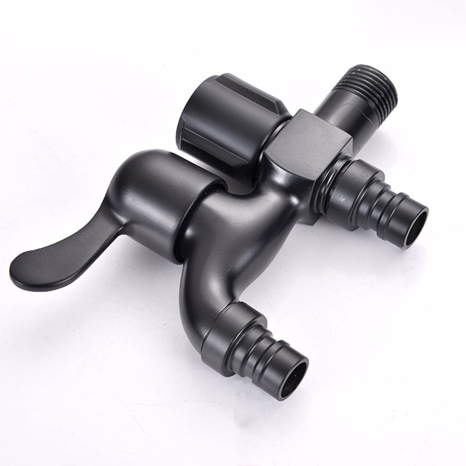 ISCBAFYX Grifo para Lavadora, válvula desviadora Negra de una Entrada y Dos Salidas, grifos de latón Dobles de 1/2 para Exteriores para Fregadero de fregona, B(Black A)