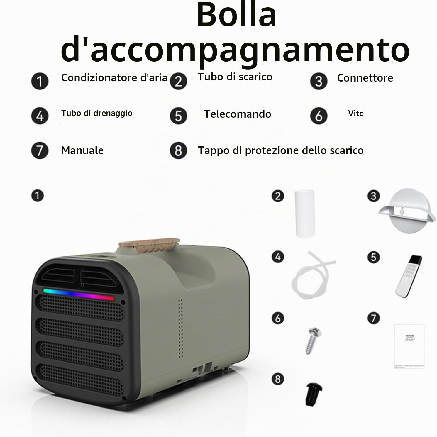 Nuovo condizionatore d'aria portatile da 1500 W 5200 BTU a raffreddamento rapido, deumidificatore per condizionatori d'aria, mini condizionatore d'aria portatile da campeggio, camper, camion