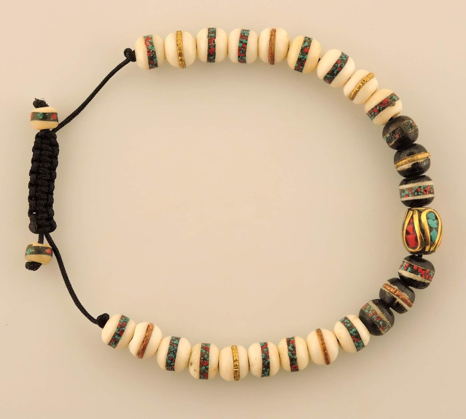 Hands Of Tibet Handmade Tibetan Prayer Mala Embedded Medicine Bracelet Yoga Healing Beads Adjustable Wrist Mala For Meditation Many Color Choices (White/Black/) - Image 4