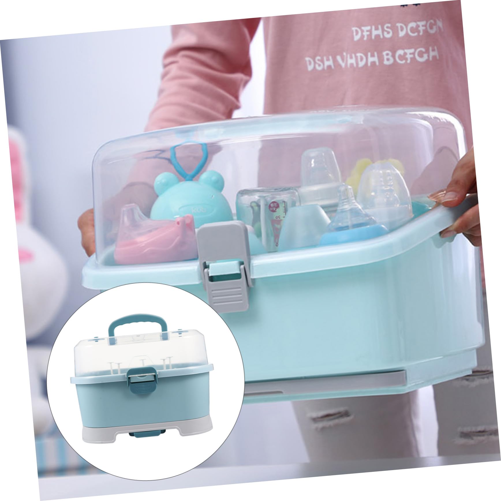 Aufbewahrungsbox für Babyflaschen, Groß, Pp, Blau, Tragbar