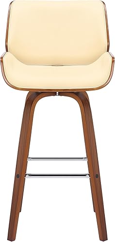 Miniatura 4 de Armen Living Tyler 26" Counter Height Swivel Cream Faux Leather and Walnut Wood Bar Stool crema/nogal,Gris / Negro,Marrón Vintage/Natural,Verde
