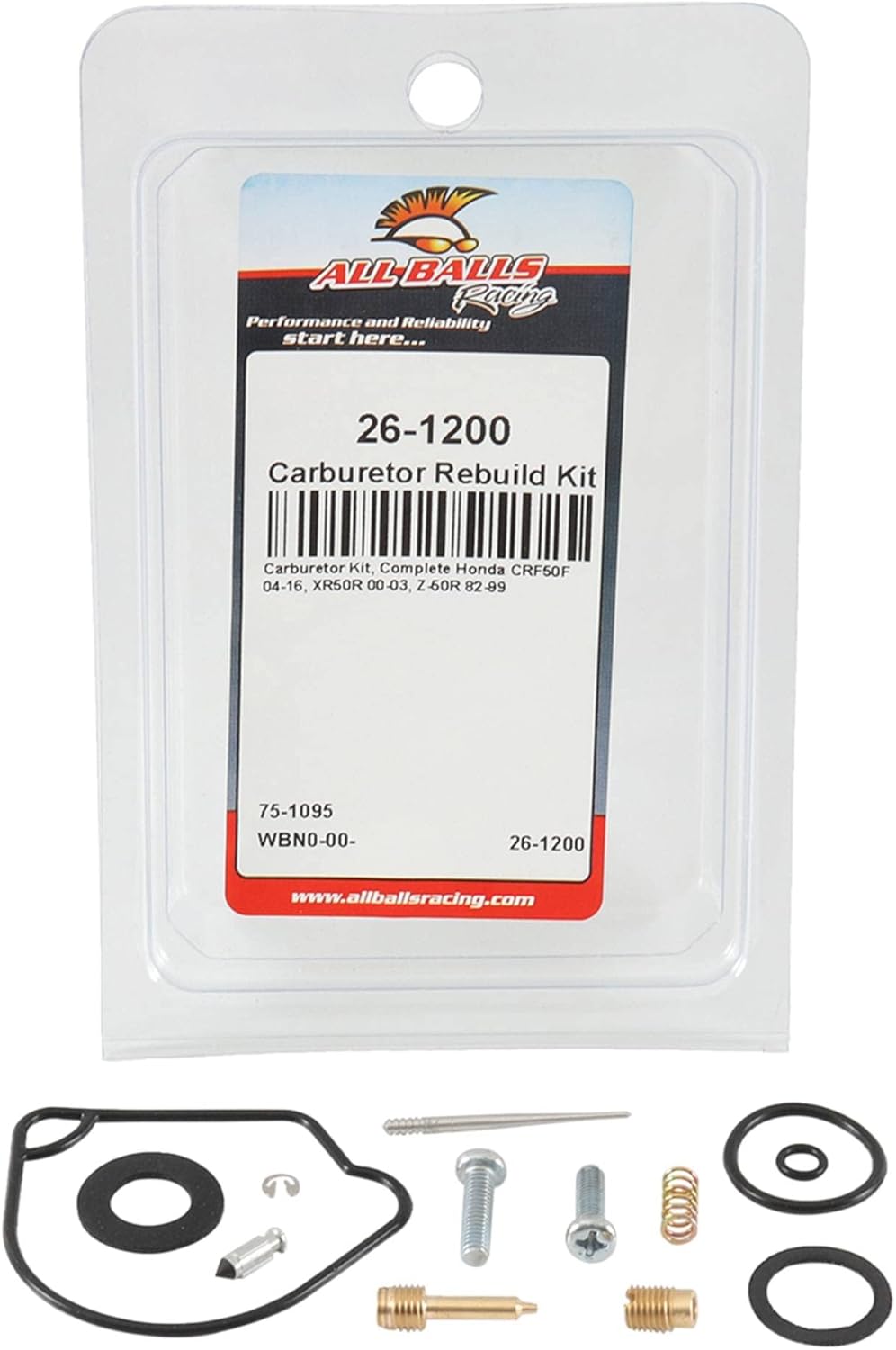 New All Balls Racing Carburetor Rebuild Kit 26-1200 Compatible With/Replacement For Honda Z 50 R 82-99