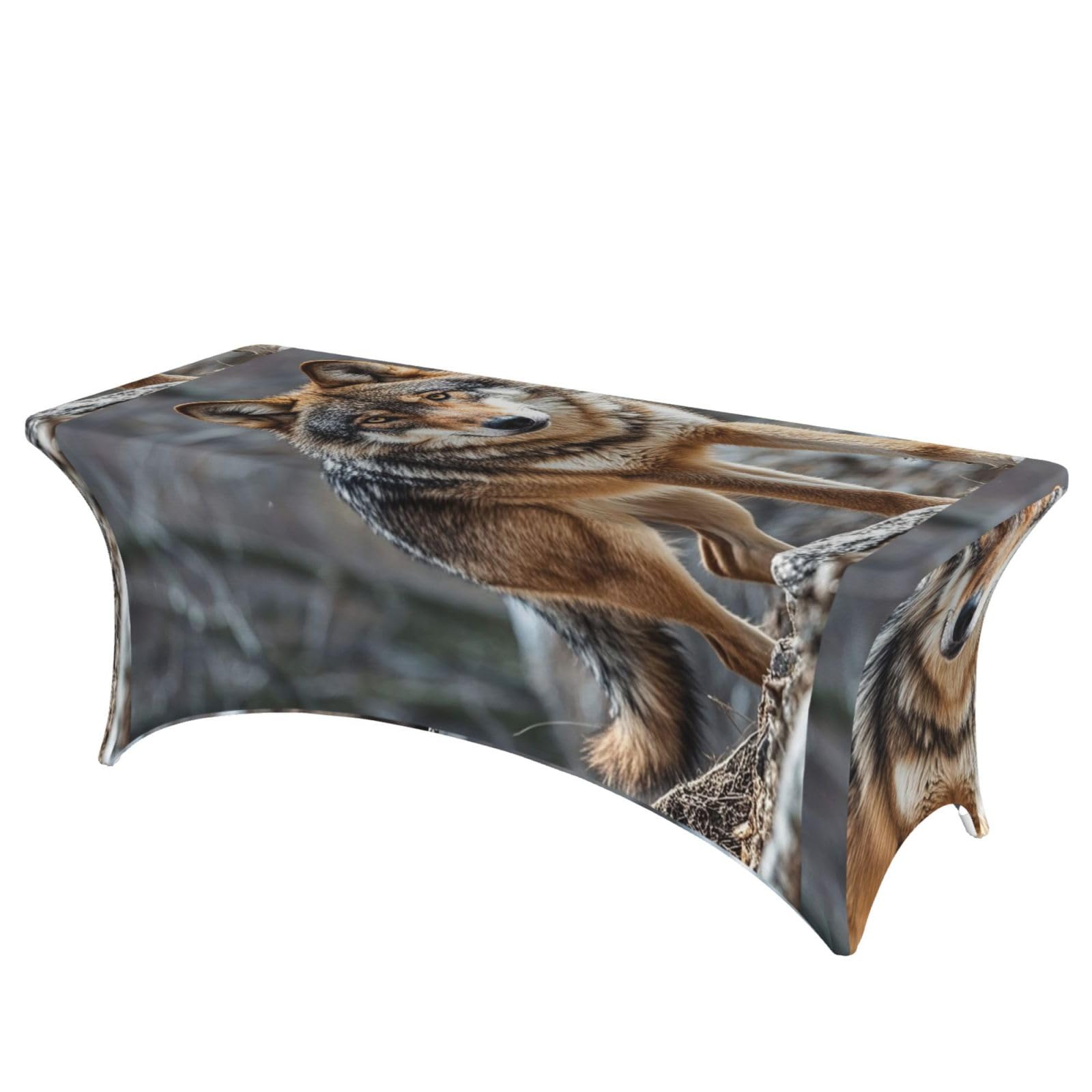 LMNGH Wolf Decorative Tablecloth Protector for Wedding, Banquet & Parties6FT Spandex Rectangle Tablecloths, Stretch Washable Table Cloth Wrinkle Free Patio Table Cover