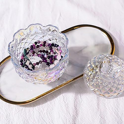 Vista 74 de Colorful Crystal Glass Candy Snack Barrel Storage Jar Embossed Luxury Cookie Buffet Canister With Lids Jewelry Box Jar Biscuit Containers