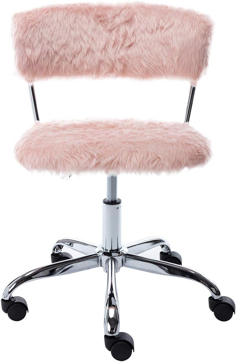 Buy Kmax Fuzzy Office Desk Chair Faux Fur Kids Armless Rolling Task Chair Comfy Vanity Chair For Bedroom