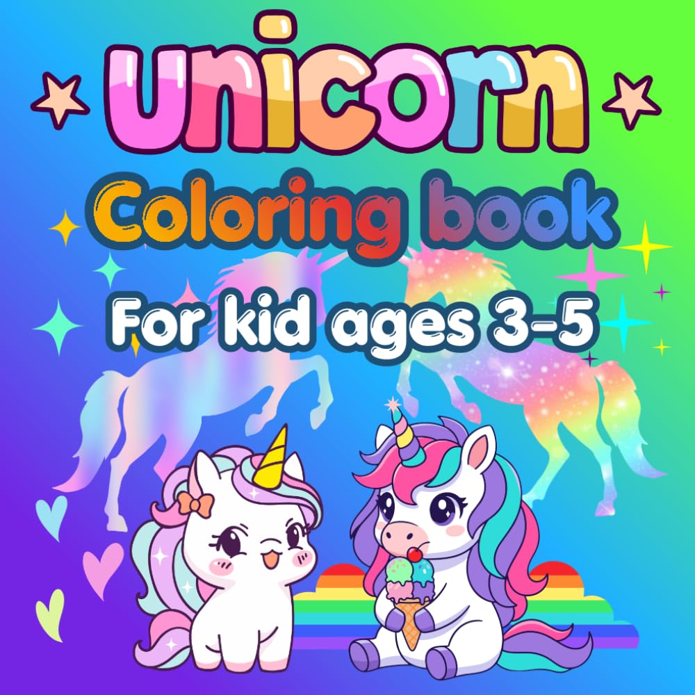Cute Unicorn Coloring Book for Kids Ages 3–5: Fun and Easy Coloring Pages | 54 Cute Unicorn Designs for Toddlers and Preschool Kids