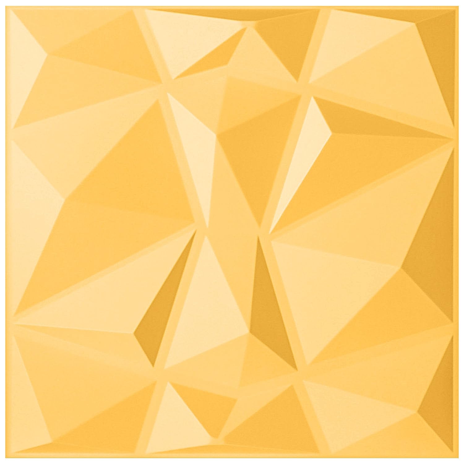 Kayra Decor 3D Wall Panel Gold Diamond Design 19.7" x 19.7" Pack of 12 Tiles, Covers 32.28 Sq Ft (PVC)