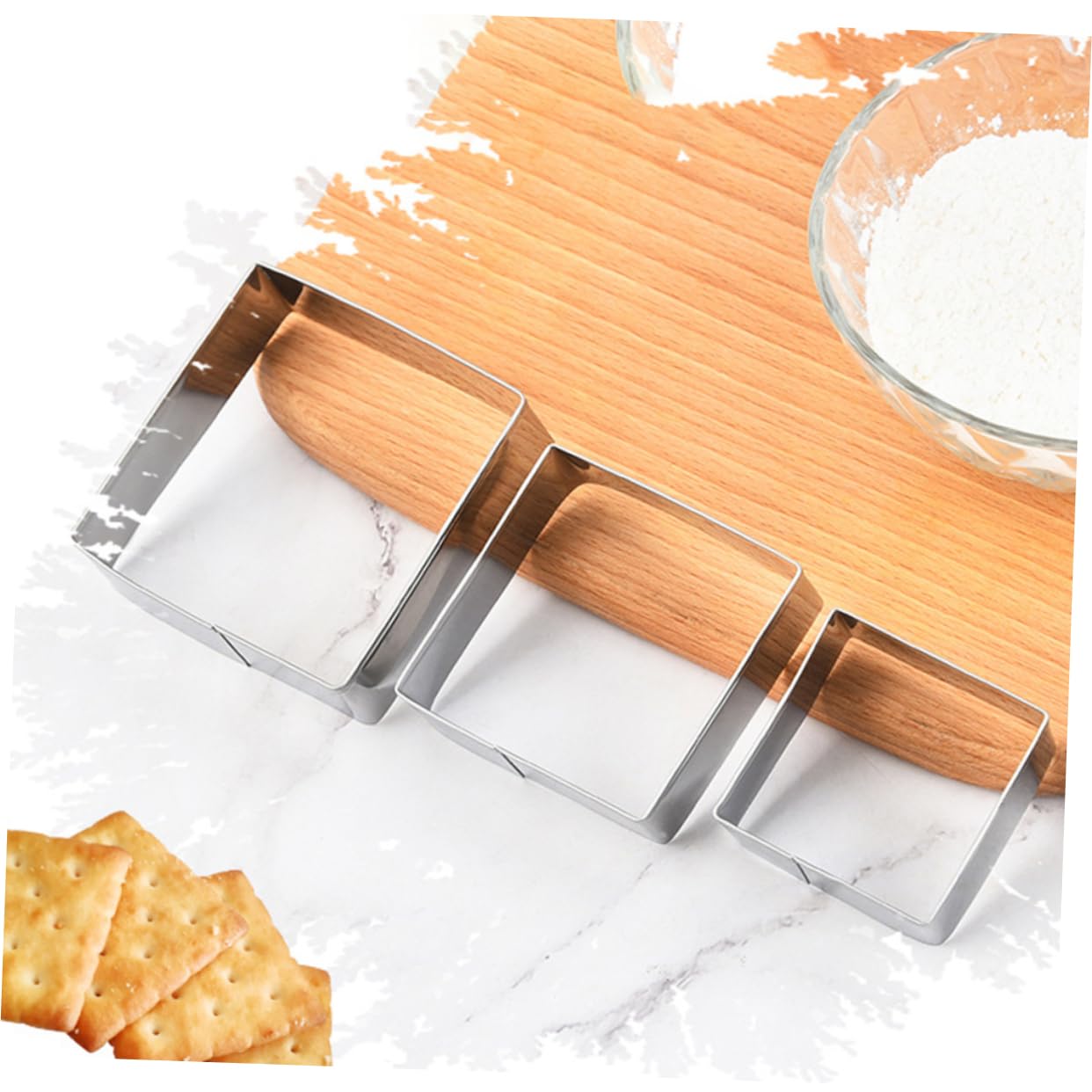 Set di 5 pezzi di formine quadrate in acciaio inossidabile per biscotti