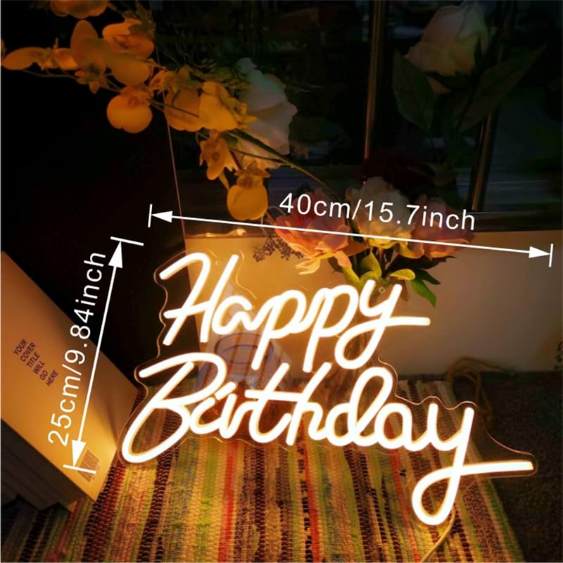 Birthdayネオンサイン 壁装飾用 LEDネオンライトサイン 誕生日パーティーデコレーションアートウォールライト 【パーソナライズサイ】 フ