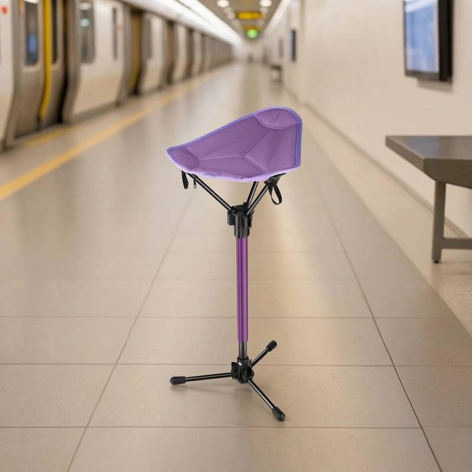 Sgabello Pieghevole Stabile Sgabello Telescopico Durevole Sedia Portatile per Campeggiatori, Pescatori, Outdoor, 桔红色