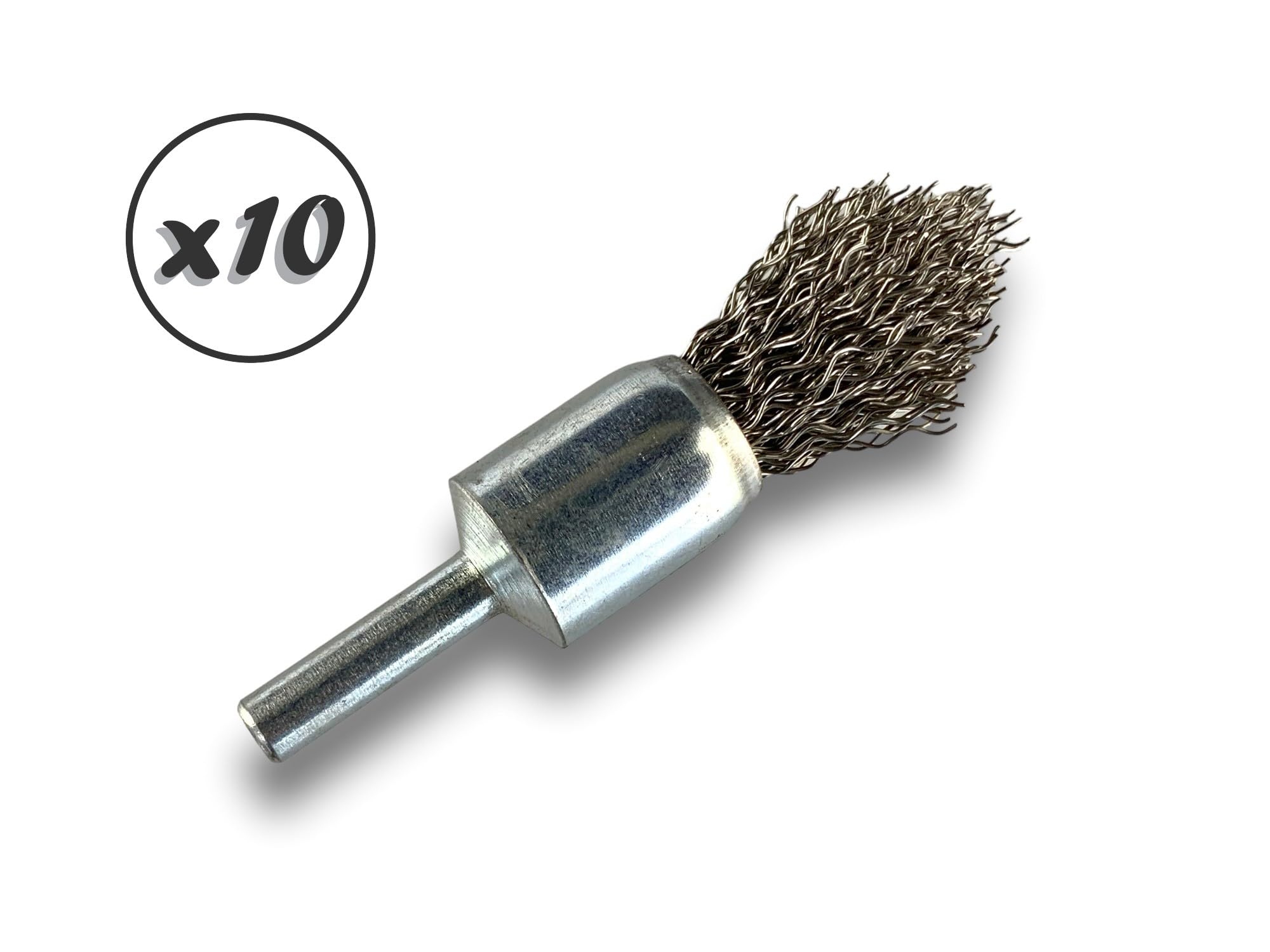 Kibros Lot 10 brosses en bout pointe fil acier dur Ø 18 mm