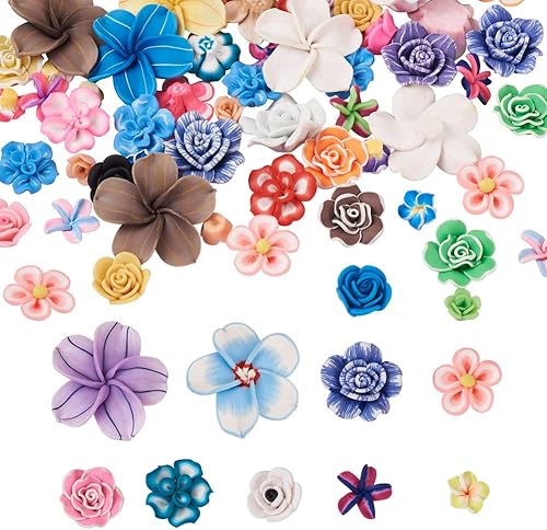 Miniatura 1 de Cheriswelry 90 cuentas de arcilla polimérica 3D hechas a mano, cuentas espaciadoras coloridas sueltas de 9 estilos, cuentas de adorno de 12 a 1.299