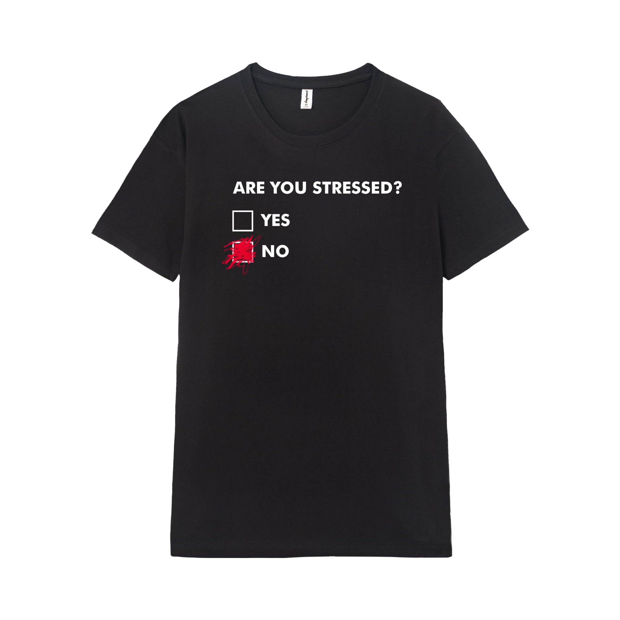 Pampling T-Shirt 100% Cotton with Short Sleeve, Unisex Fit with Original Patterns in 5 Sizes, T-Shirt Black, Model are You Stressed? (L)