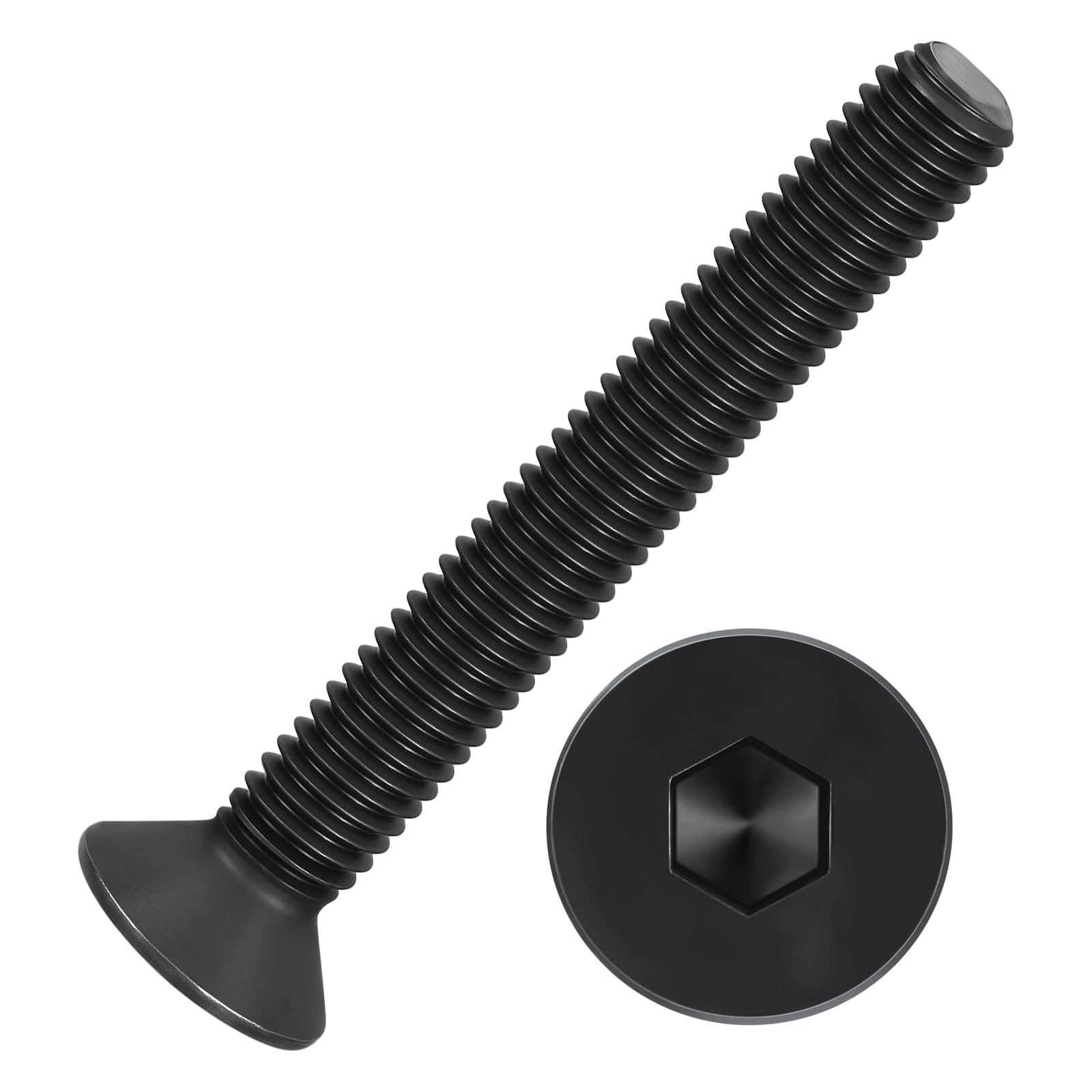 Kozelo 10Pcs Flat Head Socket Cap Screws - [M8-1.25 x 60], Carbon Steel Countersunk Bolts, Black, for Automotive, Furniture Repair, Industrial Equipment & Temporary Fixes — image 1