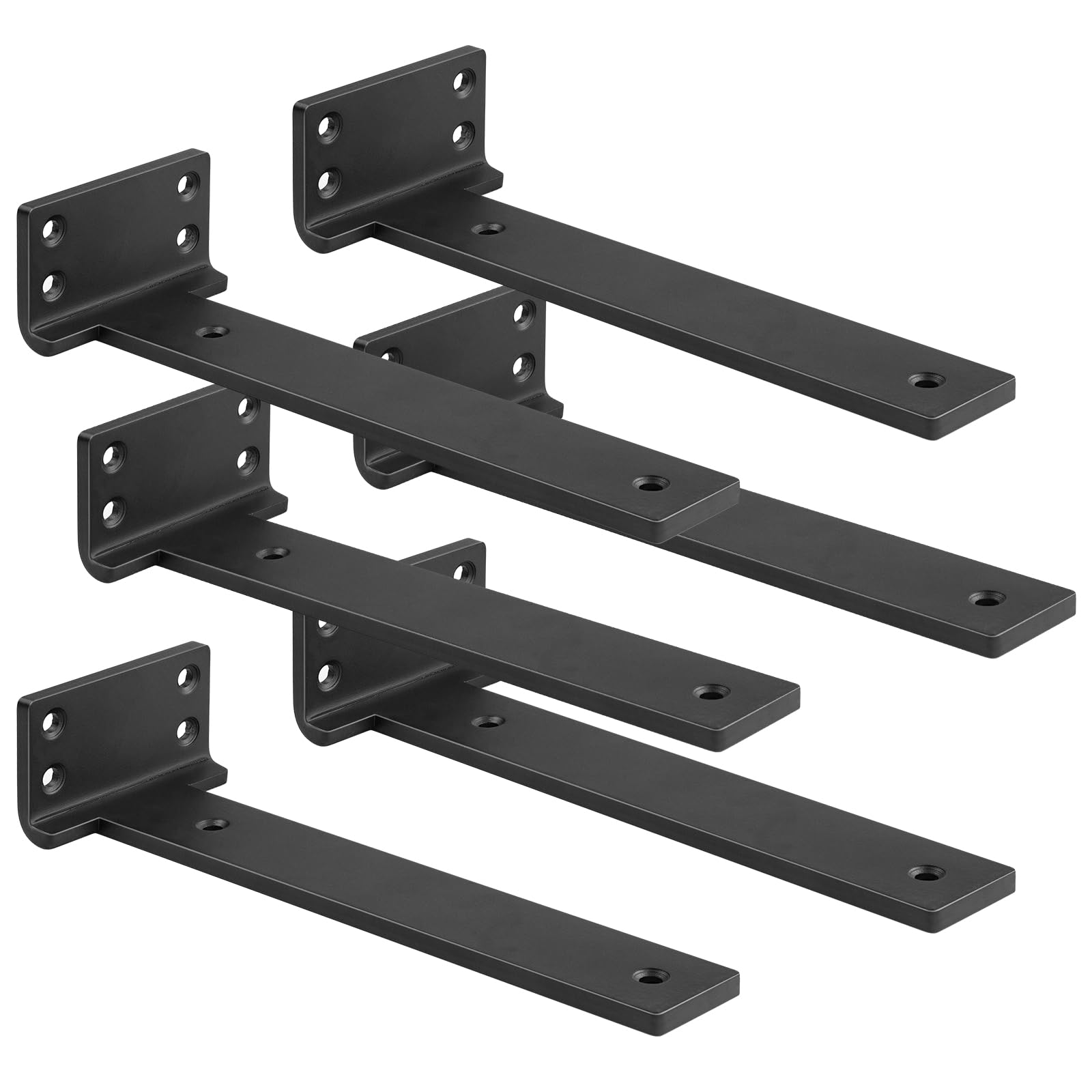 Photo 1 of Floating Shelf Brackets 12 inch 6 Pack L Brackets for Floating Shelves Black Metal Heavy Duty Shelf Bracket for DIY Shelving Brackets Decorative with Mounting Hardware Screws