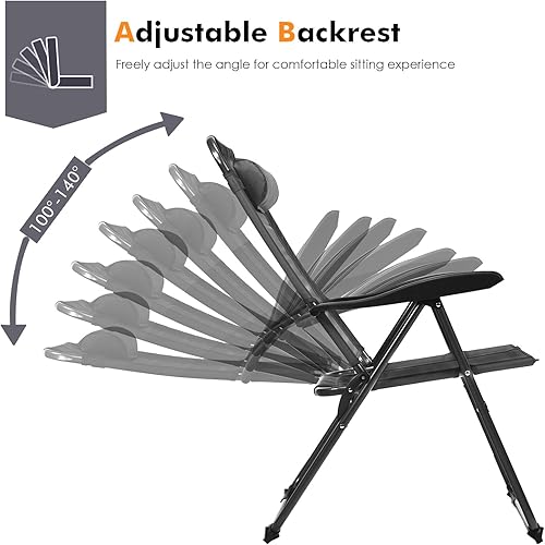 Miniatura 4 de UJOYPAD - Juego de 2 sillas reclinables plegables, sillas plegables con respaldo ajustable de 7 niveles, sillas de patio portátiles para adultos,