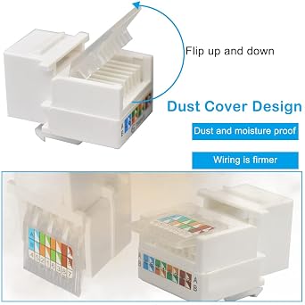RJ45 Cat6 Keystone Jack, 10PCS Ethernet Wall Jack Inline Coupler Cat6 Network Coupler Cat5/5e/6 Compatible - Cat6 Network Coupler