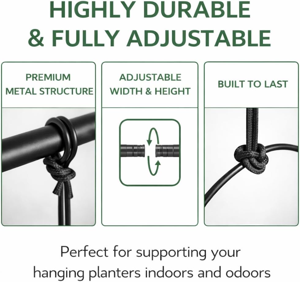 Hanging Planters for Indoor Plants with 4 Pots, Adjustable Window Plant Rod, Space-Saving Herb Garden Holder for Wall or Ceiling Mount (40in-4 Hanging basins)