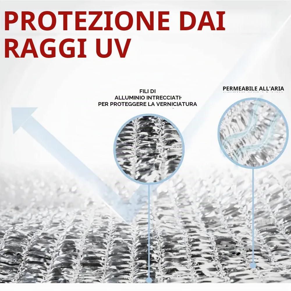 NEWFUN Telo Ombreggiante, 3x4m, Copertura Parasole Per Auto, SUV E Camper, Impermeabile E UV Resistente Per Viaggi E Campeggio