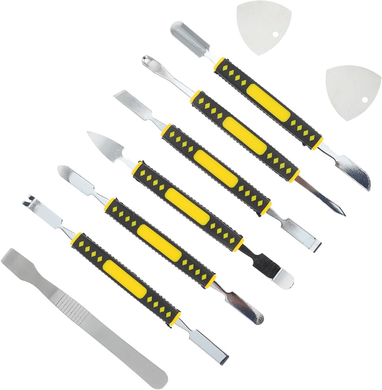 FRCOLOR Metal Repair Prying Crowbar and Phone Opening Tool Kit for Cellphone and Tablet Disassembly, 6pcs Injection Molded Spudger Set for Screen and Maintenance