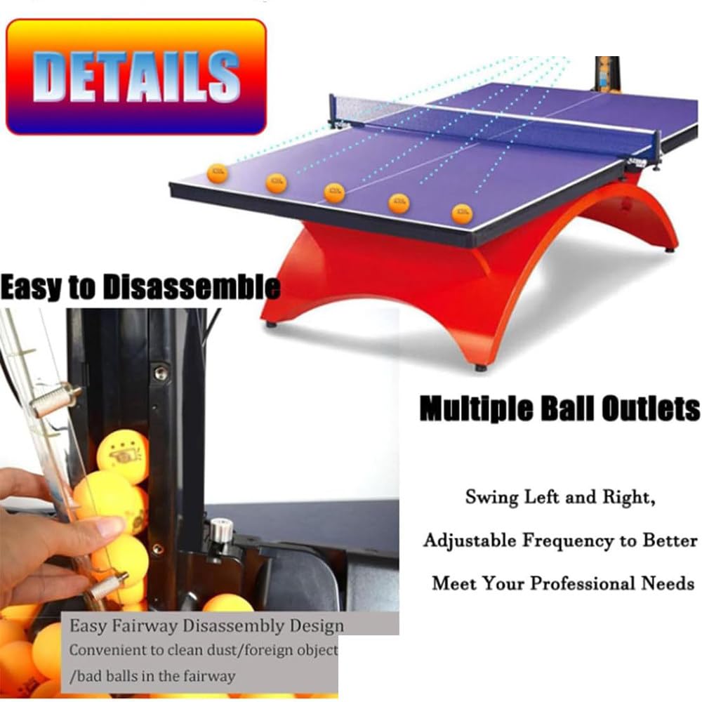 Robot Ping Pong,palline ping pong,50W Macchina Automatica per Palline Ping Pong,100 palline+2 ruote ricambio+retino raccogli palline+telecomando+asta porta-retino+Può contenere 300 palline