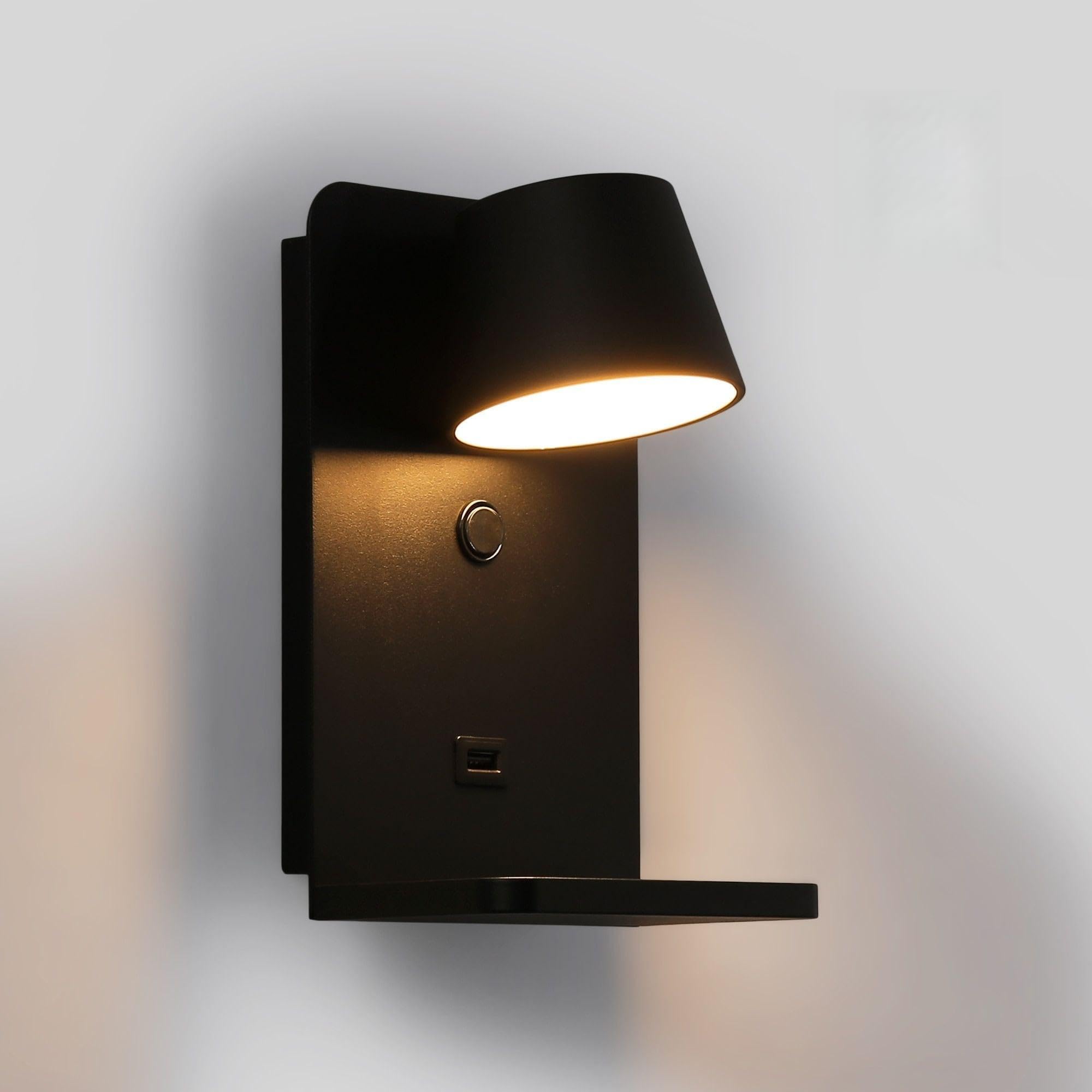 Applique murale LED en aluminium noir pour lecture