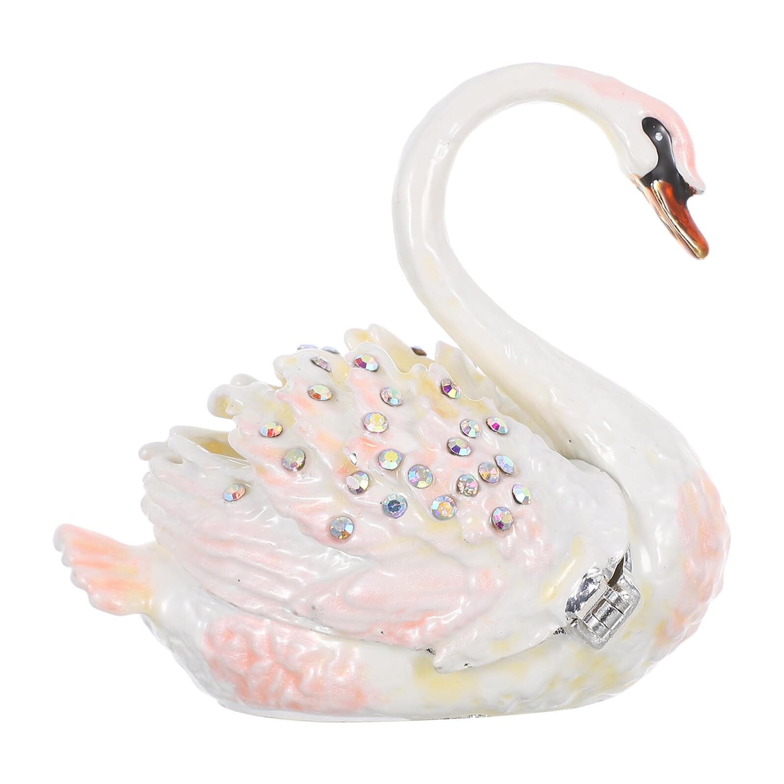 Boîte à bijoux cygne en alliage rose pour bagues et boucles | Petit organisateur vintage de bureau