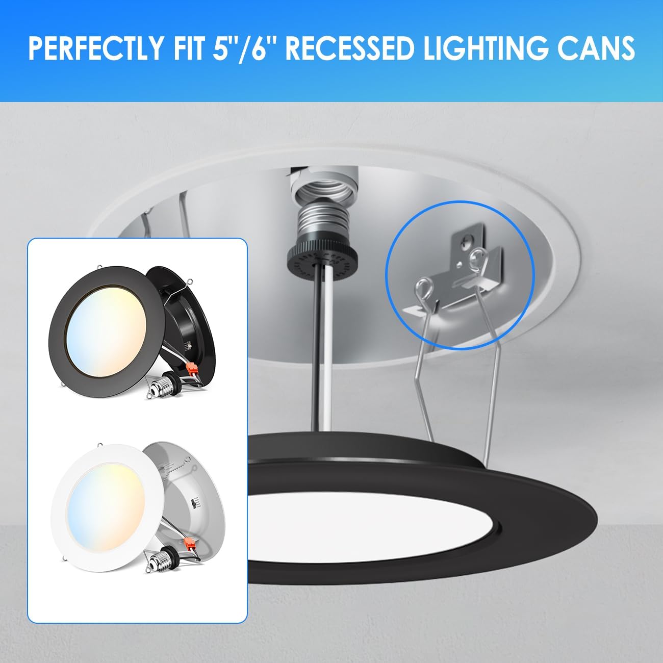 ANWIO 50 Pack Retrofit Recessed Light Clips with Self-Tapping Screws,Stainless Steel Downlight Clips