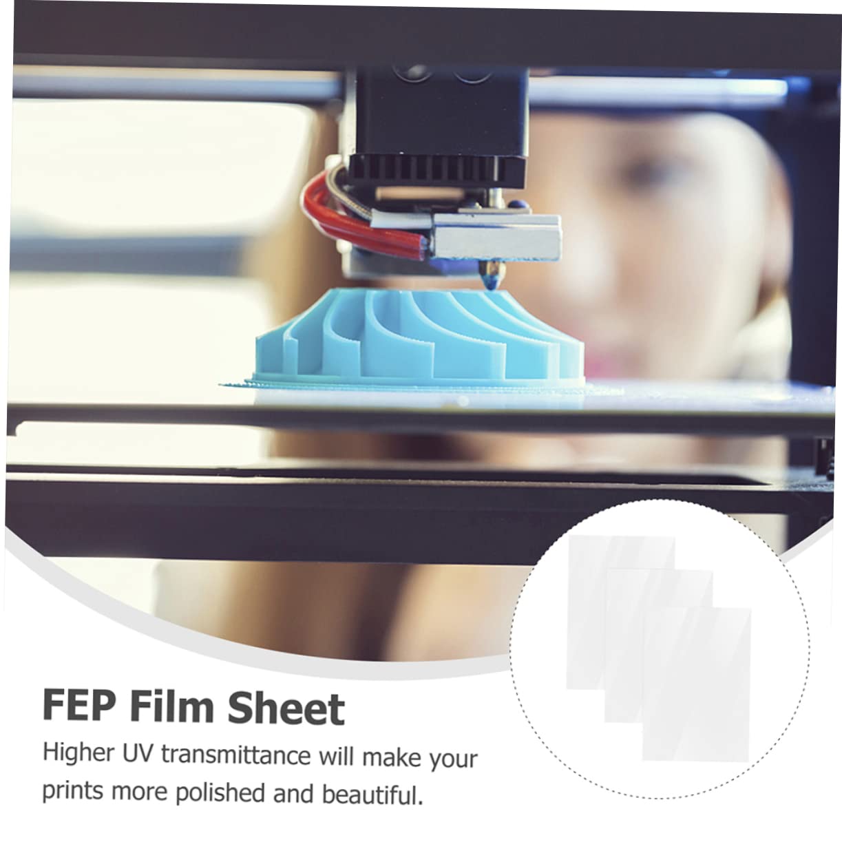 Pellicola di Rilascio Fep per Stampante 3d, Alta Trasparenza, Superficie Liscia, Buona Performance di Distacco, Confezione da 6 Fogli