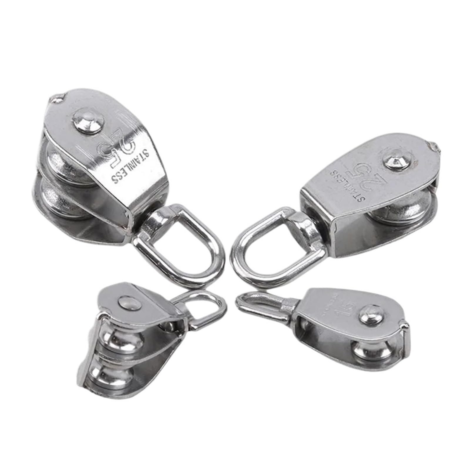 Apto para cuerda o cordón en interiores Polea de acero inoxidable con rueda simple o doble, juego de poleas de elevación con cable giratorio, herramientas for ruedas de elevación, polea de grúa con ca