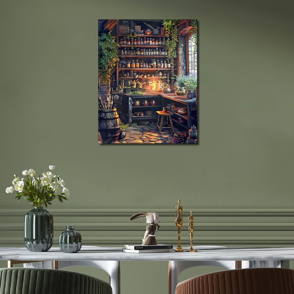 TISHIRON Pittura astratta con i numeri, per adulti, Fantasy Adult Paint by Number Kits on Canvas, Magic Lab DIY Pittura acrilica con numeri per Home Wall Decor 40 x 50 cm (con cornice)
