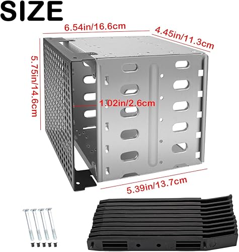 Miniatura 2 de Jaula de disco duro de acero inoxidable, bandeja de disco duro con espacio de ventilador, soporte de estante adaptador para computadora de 5.25