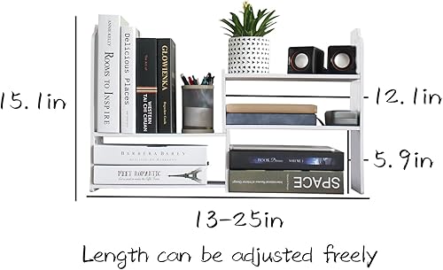 Miniatura 3 de Librero pequeño para almacenamiento de escritorio, mini escritorio estrecho blanco, organizadores para mujeres, niños, hombres para accesorios de