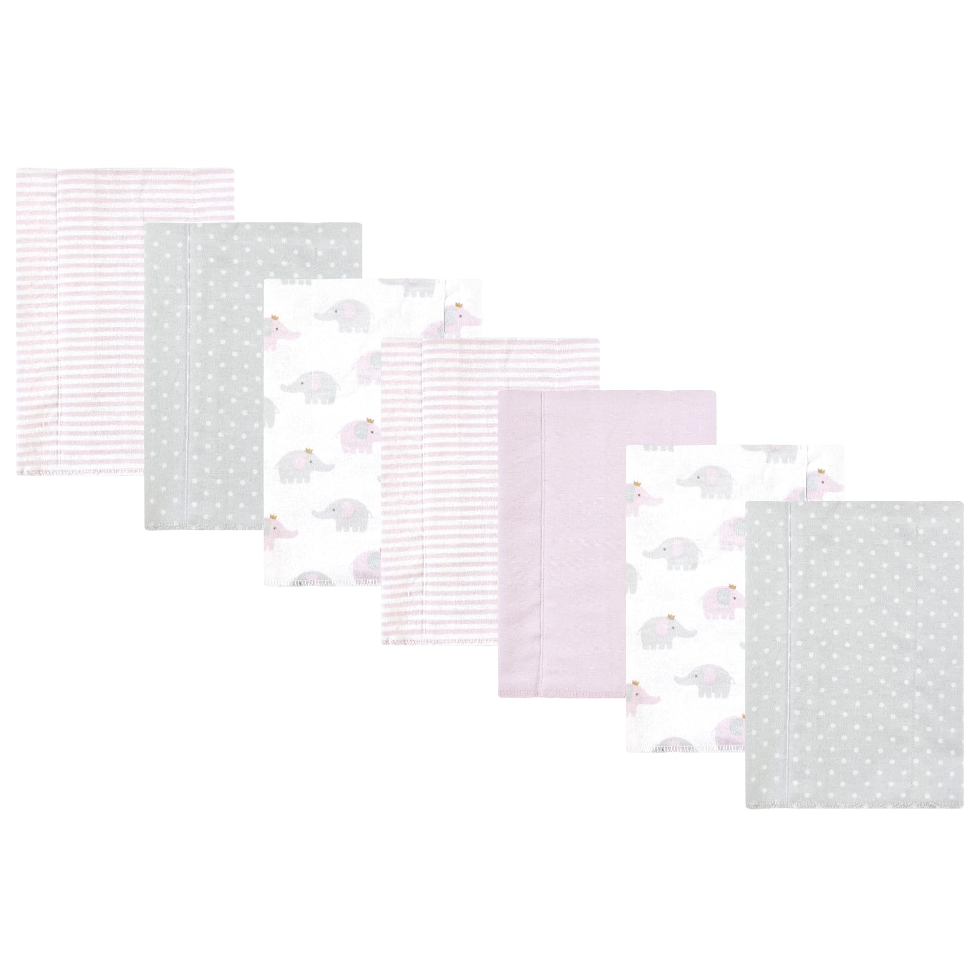 Luvable Friends Hudson Baby Flannel Burp Cloths 7pk, Purple Elephants