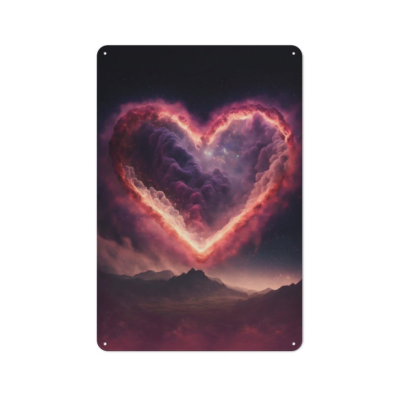 Junmoney Heart View Tin Wall Plaque 30X20cm With For Hobby Room Or Studio, New Home Wall Decor For Creative Interior Collectors