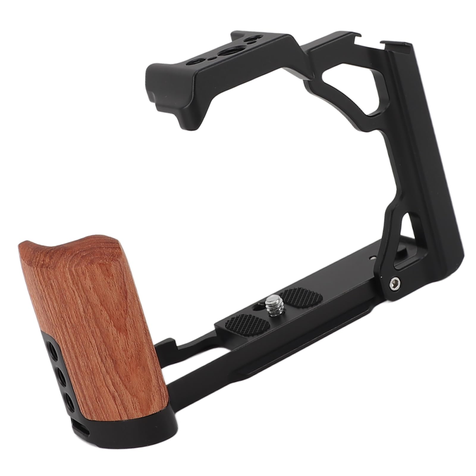 Generic Gabbia per Fotocamera con Manico in Legno per ZFC Lega di Alluminio Leggera Stabilizzazione Video Riprese All'aperto (BLACK)