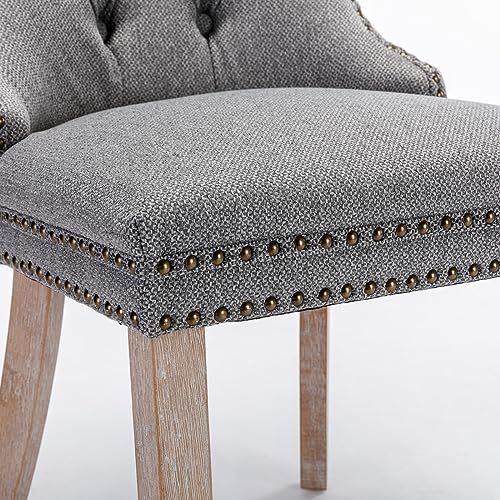 Rhomtree RH35477 Set Of 4 Dining Chairs Modern For Living Room Kitchen Accent Side Chair Solid Wood Legs Linen Fabric Padded Cushion Seat And Back thumb #6