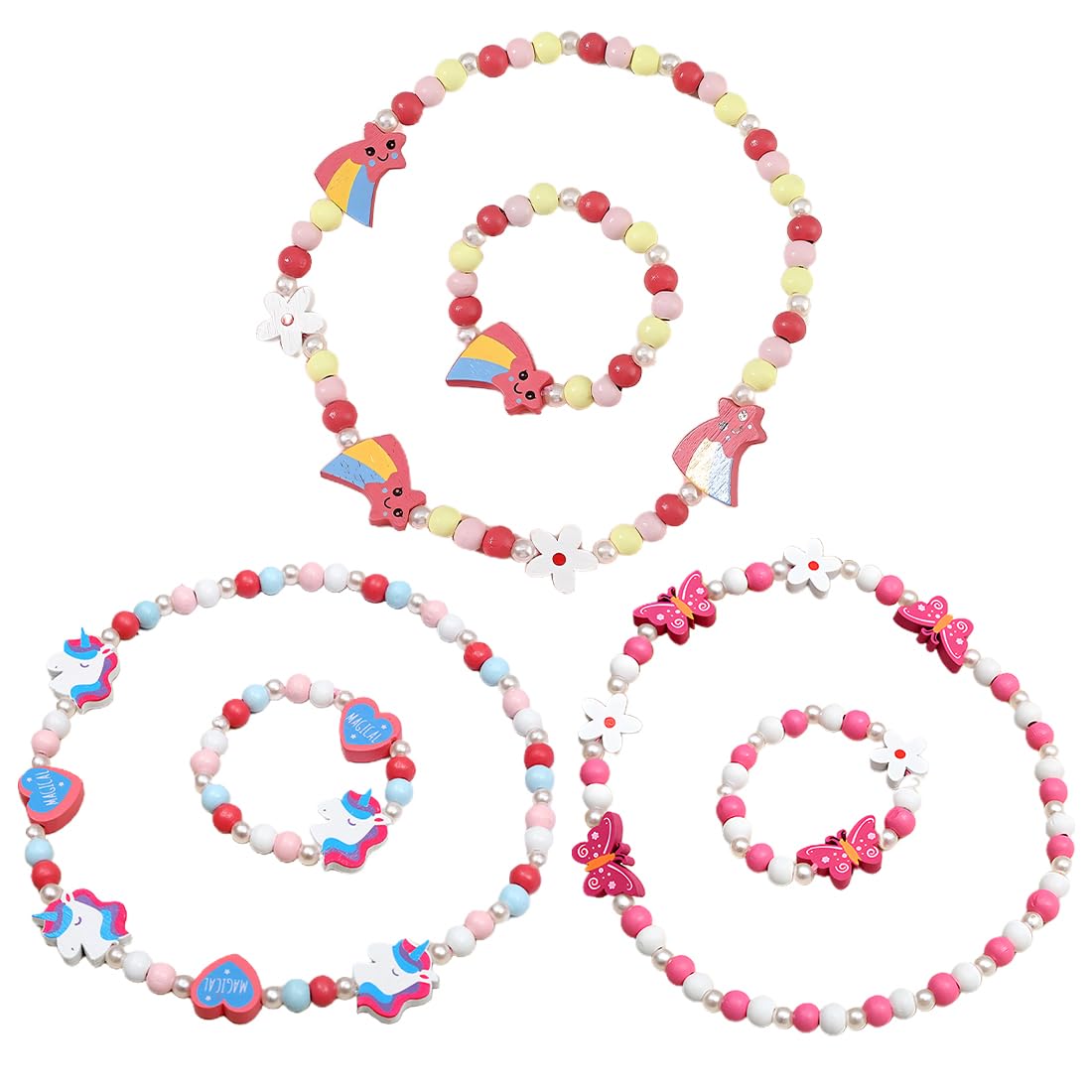 Eenhoorn-armband voor kinderen, meisjes, 6-delige set