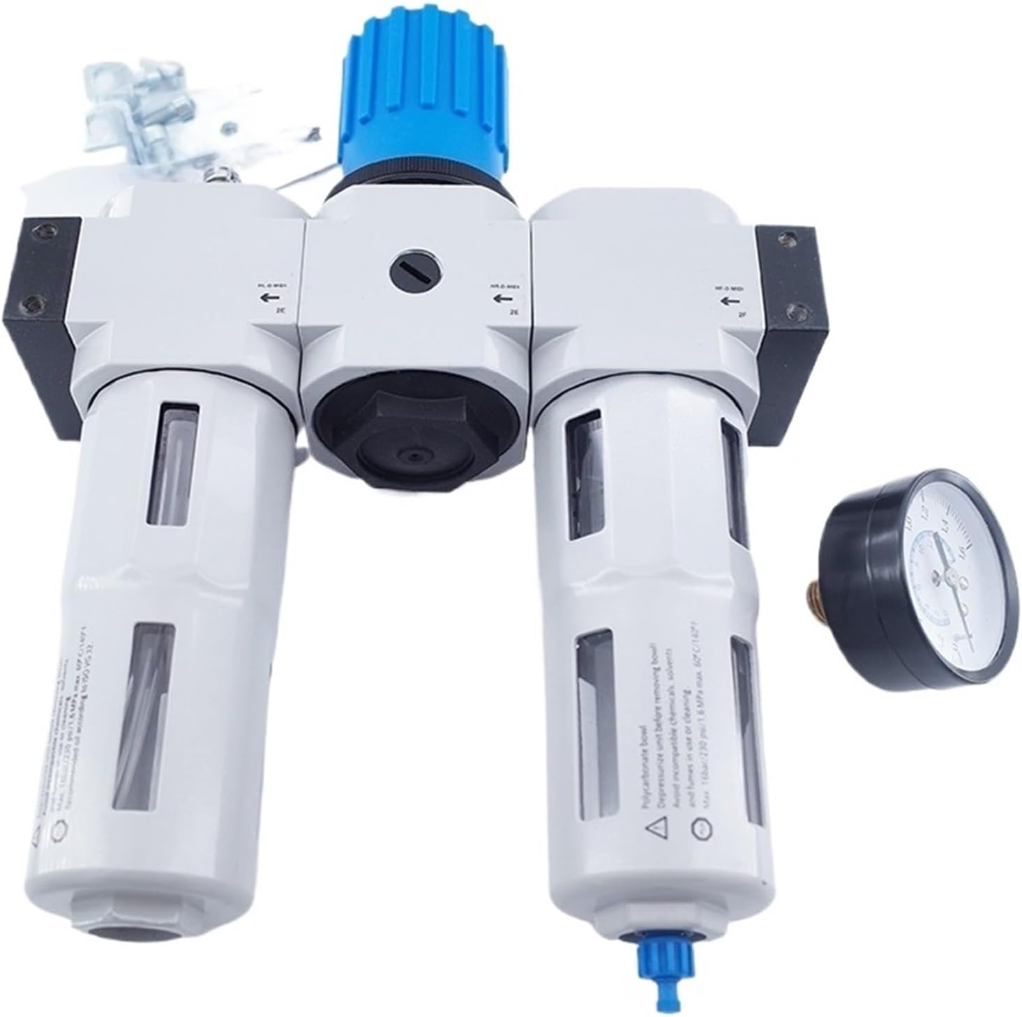 Three Units Pneumatic FRL Air Filter Regulator and Lubricator Manual Drain 1/2 3/4 1 Inch Type Air Source Treatment Unit(45720)