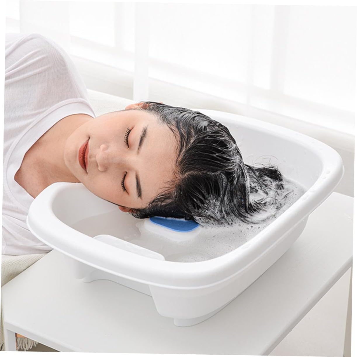 Haarwaschbecken aus Pp mit Ergonomischem Design und Hoher Tragfähigkeit bis 200kg Tragbares Waschbecken für Senioren und Schwangere zur Komfortablen Haarwäsche im Bett