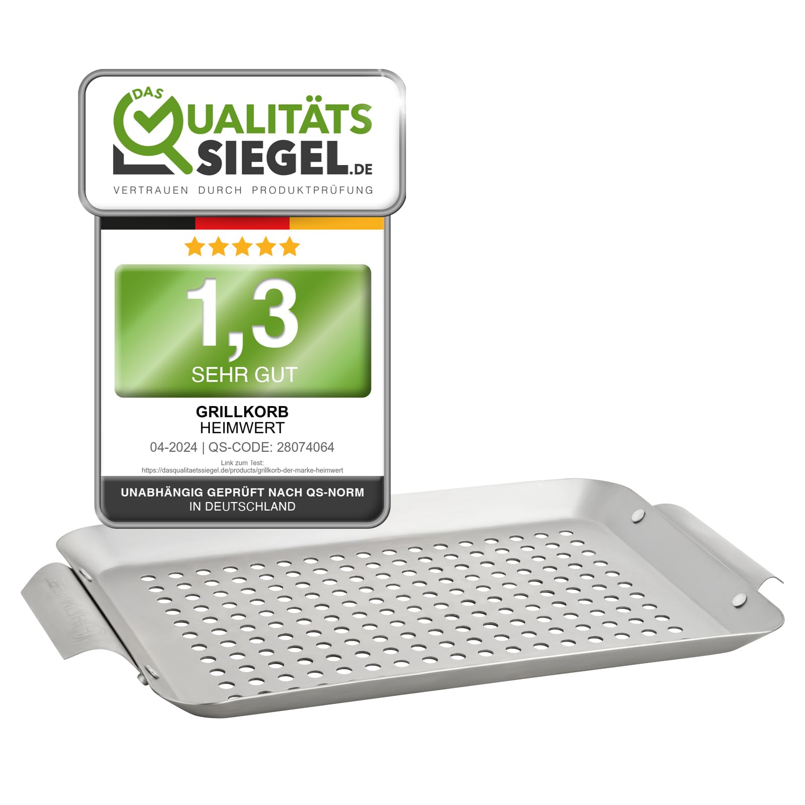 HEIMWERT Hochwertiges Premium Edelstahl Grillkorb 3er Set - Die hochrobusten und universell einsetzbaren Grillschalen - Das Original
