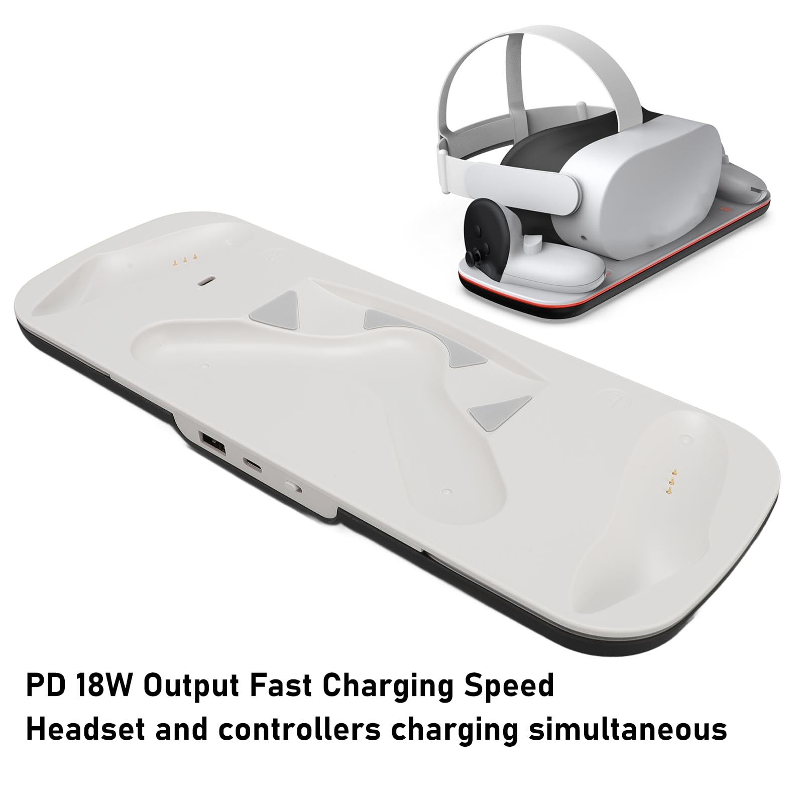 Dock di Ricarica per 3S, Stazione di Ricarica VR a Ricarica Rapida da 18 W con Luce LED e Batterie da 1850 MAh, Supporto per Display per Caricabatterie per Controller per Visori VR
