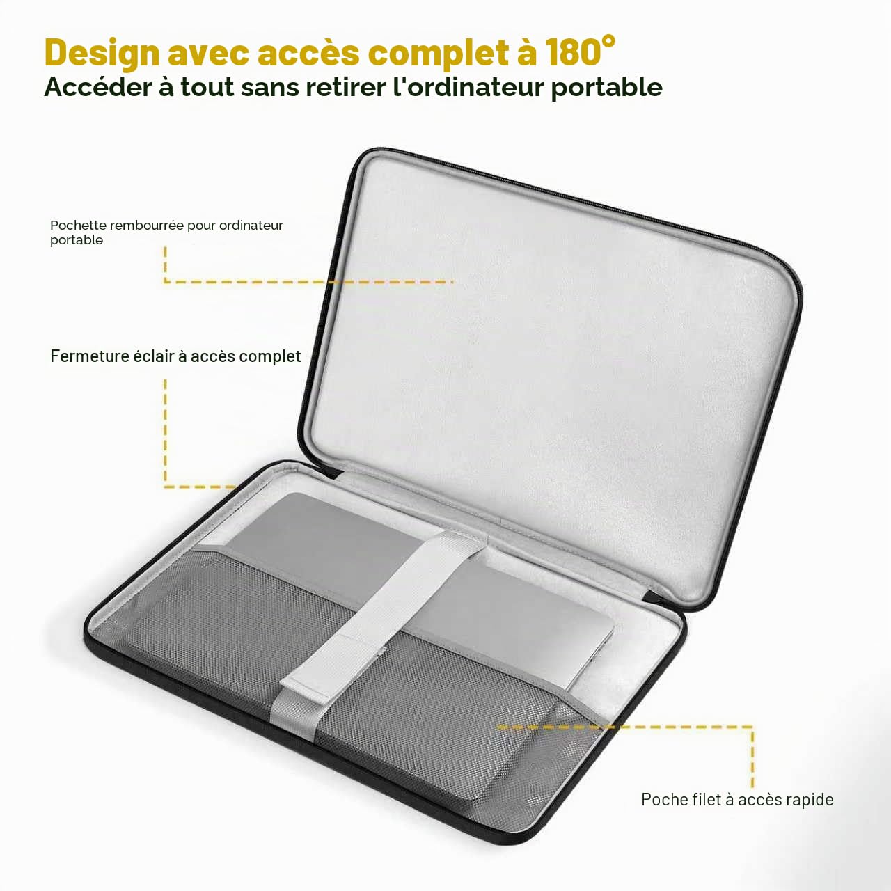 DOMISO Sacoche Porte-Ordinateur 14 à 16 Pouces - Imperméable et Résistante, Compatible avec de Nombreux Modèles d'Ordinateurs