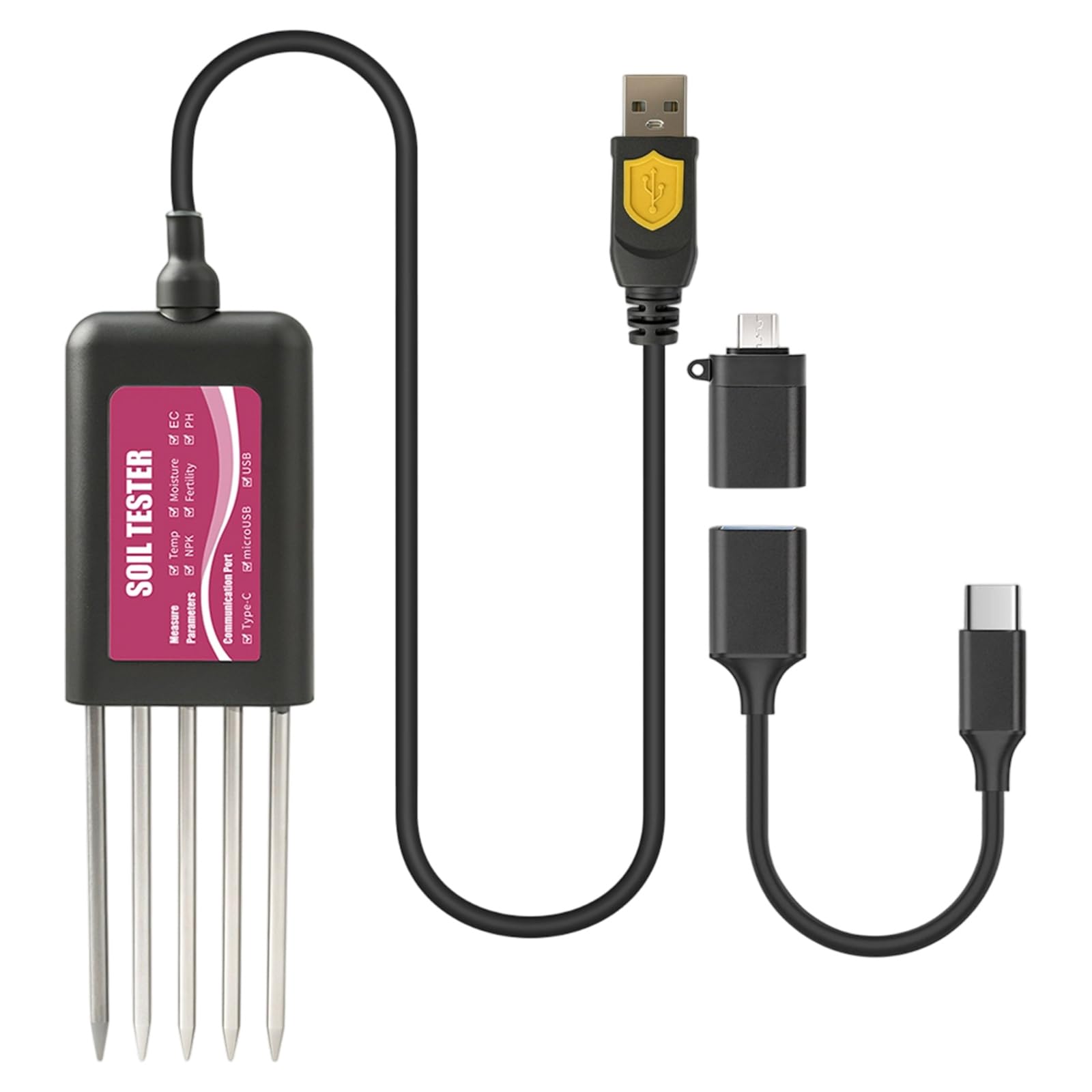 Advanced Soil Tester with 316L Stainless Steel Probes for Plant Growth Agricultural Use Accurate Nutrient Analysis USB Soil Device