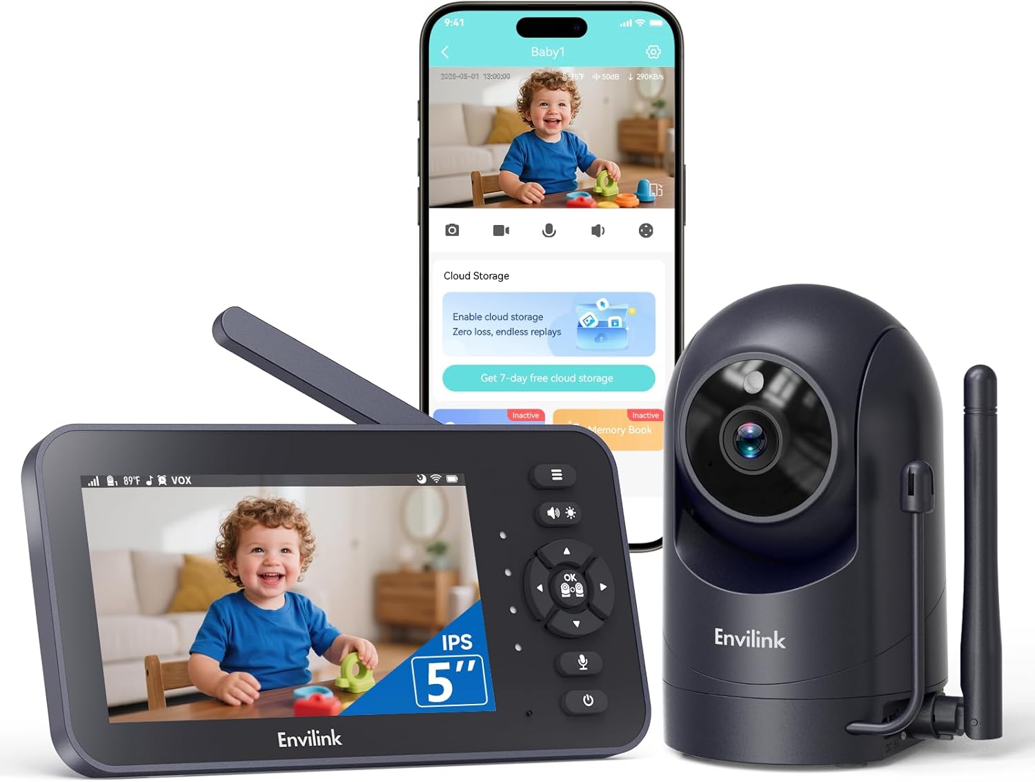 Video Baby Monitor with Camera and Audio - 5" IPS Screen, 720P Night Vision, Pan Tilt 4X Zoom, APP Remote Control, Cry Detection, 2-Way Talk, 30H Battery, 1500ft Range,Up to 4 Cameras