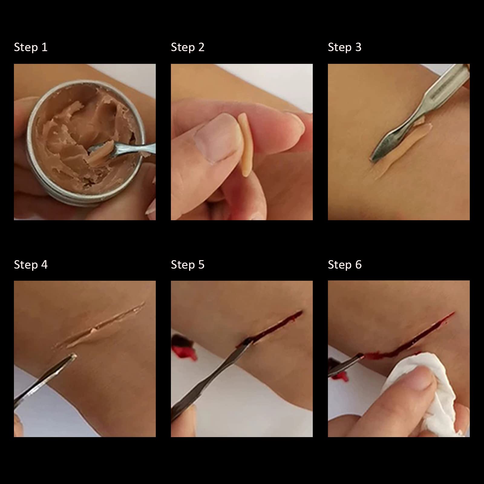 Kit De Cera Para Cicatrices Y Sangre Falsa De Halloween – Maquillaje De Efectos Especiales Para Heridas, Cortes Y Quemaduras Reales, Fácil De Moldear, Ideal Para Cosplay