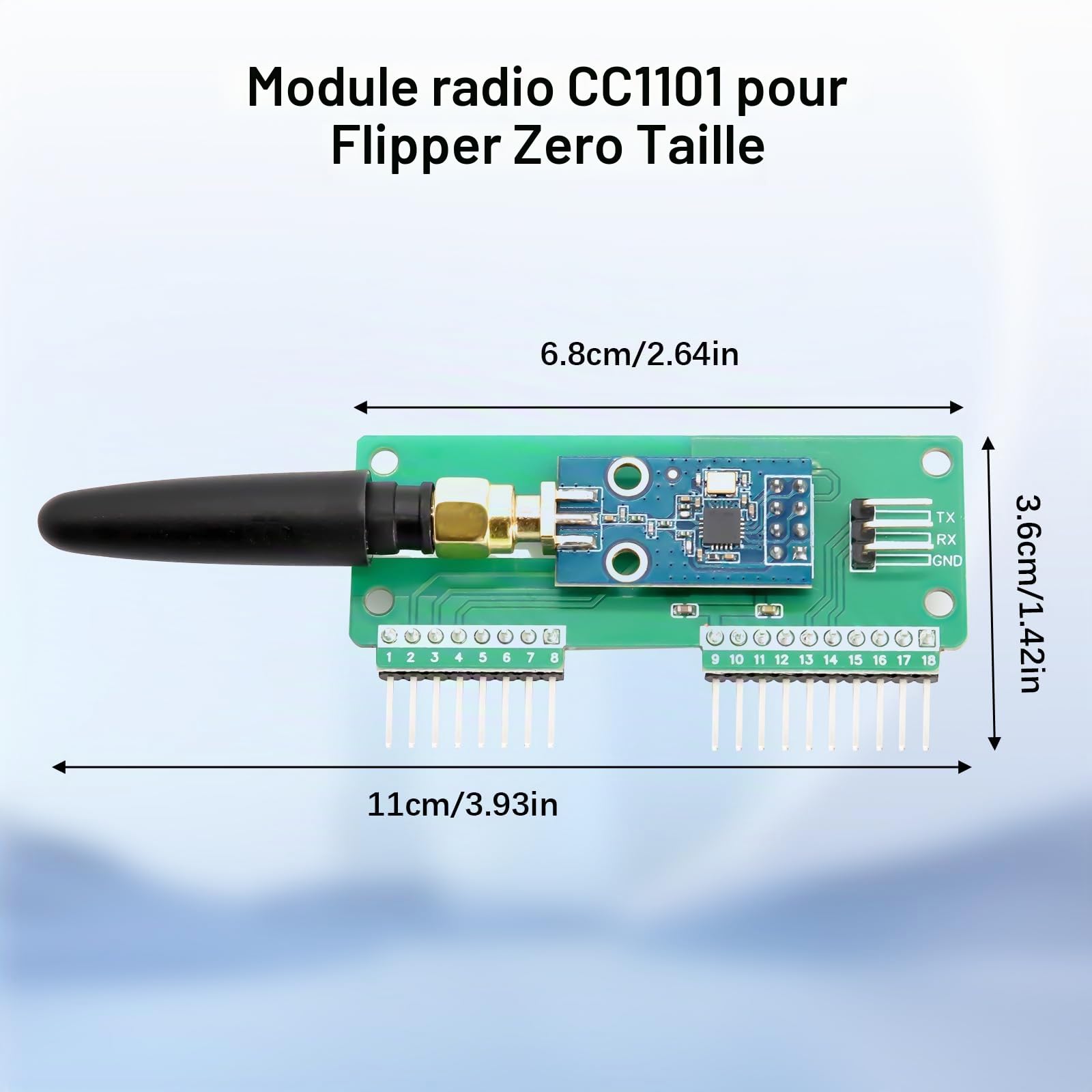 Module CC1101 pour Flipper Zero, Carte de développement SubGhz et émetteur-récepteur CC1101 avec connecteur d'antenne SMA