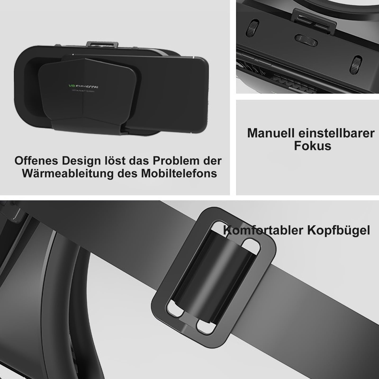 VR Occhiali Telefono cellulare Reality Virtual Reality con telecomando, occhiali 3D VR Sperimenta giochi e film a 360 gradi in vetro morbido e confortevole per telefono Android 5~7 inc