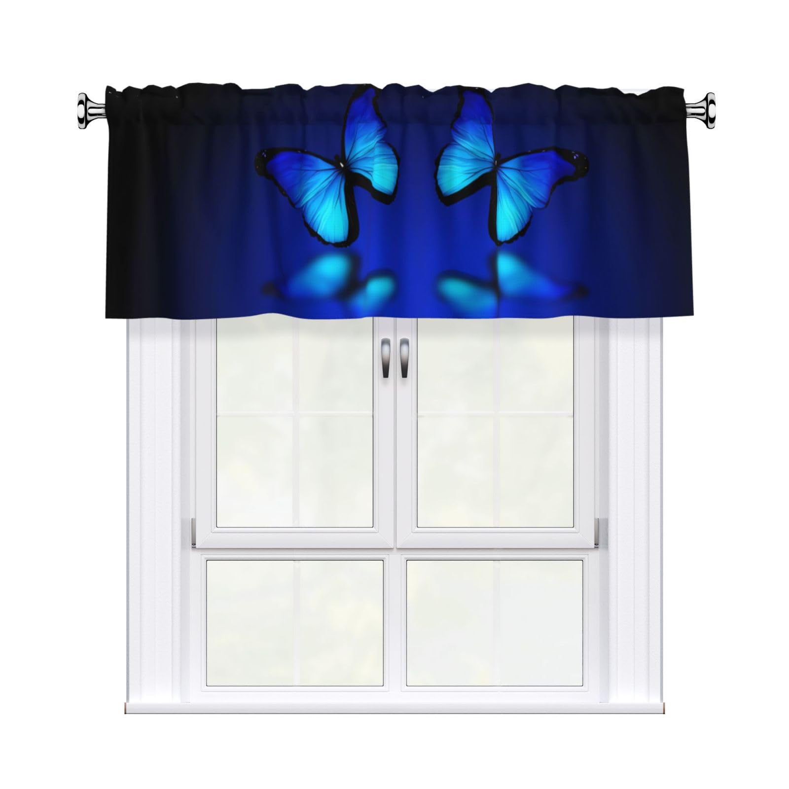 YYHHAOFA Butterfly Prints Durable Kitchen Window Layer – 54x18 Inch 100% Polyester Valance with Precision Construction
