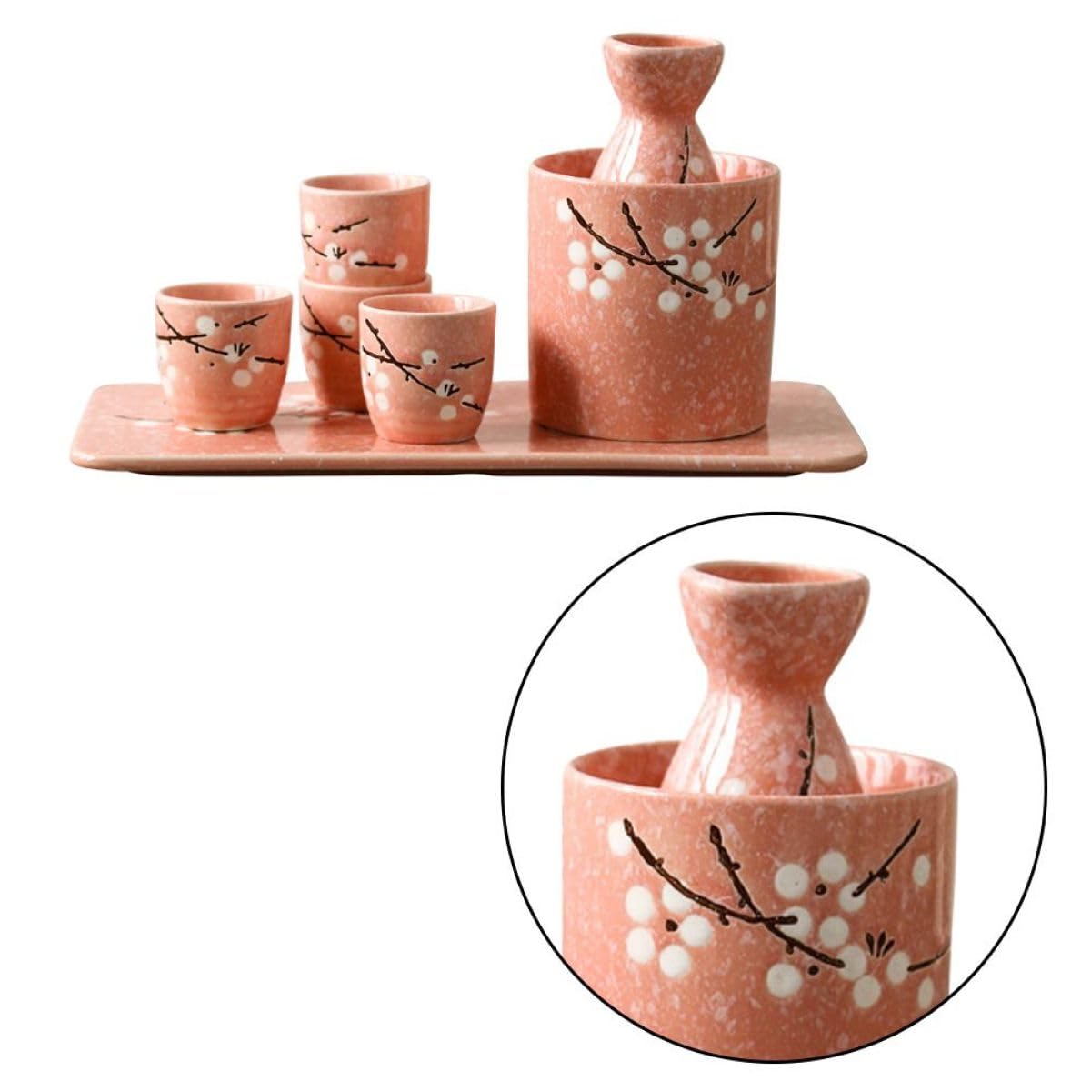 SHINEOFI Ensemble de Tasses à Saké Design Chic et Sûr en Céramique Pot Chaud Rose pour Bar et Culture Japonaise Saké